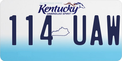 KY license plate 114UAW