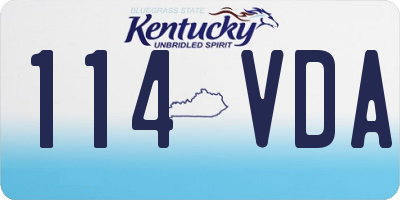 KY license plate 114VDA