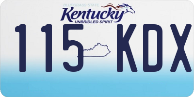 KY license plate 115KDX