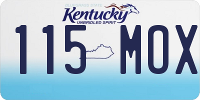 KY license plate 115MOX