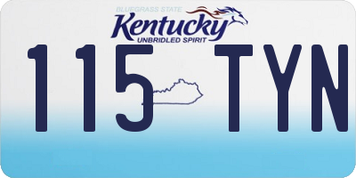 KY license plate 115TYN