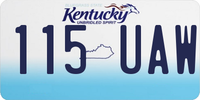 KY license plate 115UAW