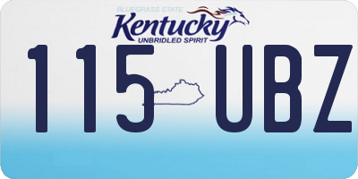 KY license plate 115UBZ