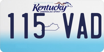 KY license plate 115VAD
