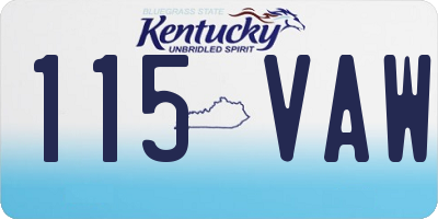 KY license plate 115VAW