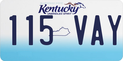 KY license plate 115VAY
