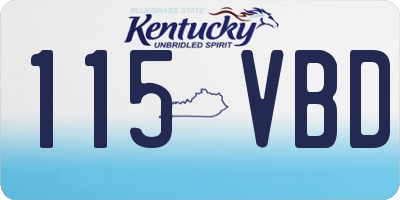 KY license plate 115VBD