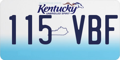 KY license plate 115VBF
