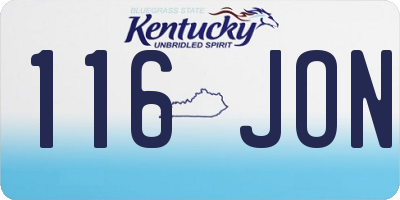 KY license plate 116JON
