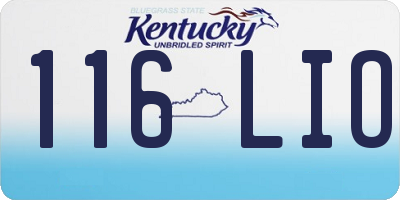 KY license plate 116LIO