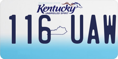 KY license plate 116UAW