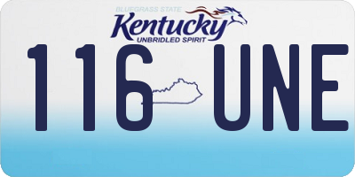 KY license plate 116UNE