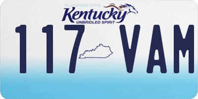 KY license plate 117VAM
