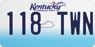KY license plate 118TWN