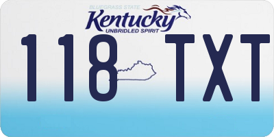 KY license plate 118TXT