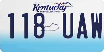 KY license plate 118UAW
