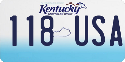 KY license plate 118USA