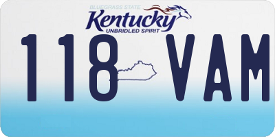 KY license plate 118VAM