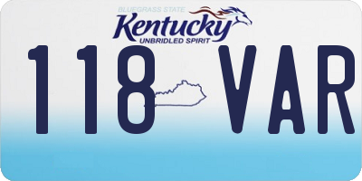 KY license plate 118VAR