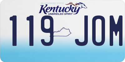 KY license plate 119JOM