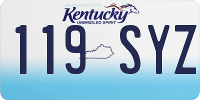 KY license plate 119SYZ