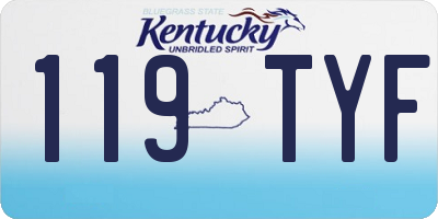 KY license plate 119TYF