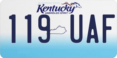 KY license plate 119UAF