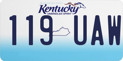 KY license plate 119UAW