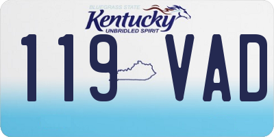 KY license plate 119VAD