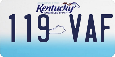 KY license plate 119VAF