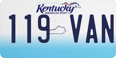KY license plate 119VAN