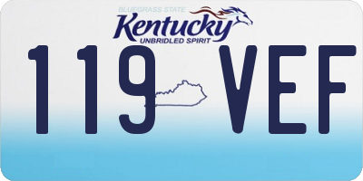 KY license plate 119VEF