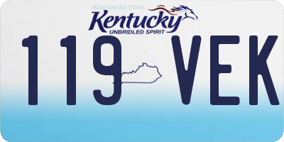 KY license plate 119VEK