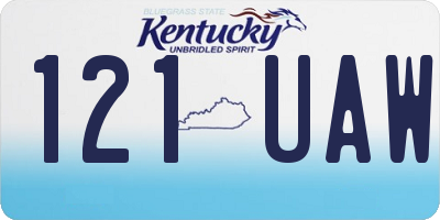 KY license plate 121UAW