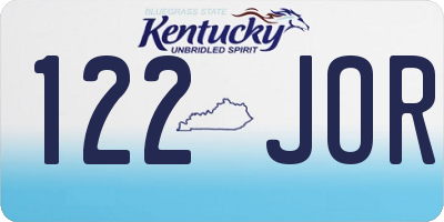 KY license plate 122JOR