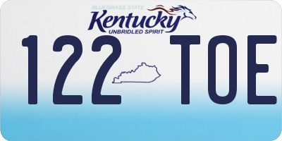 KY license plate 122TOE