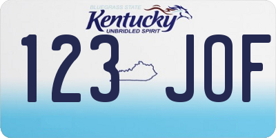 KY license plate 123JOF