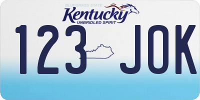 KY license plate 123JOK