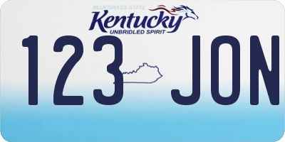 KY license plate 123JON