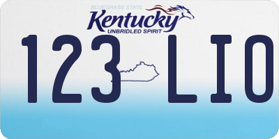 KY license plate 123LIO