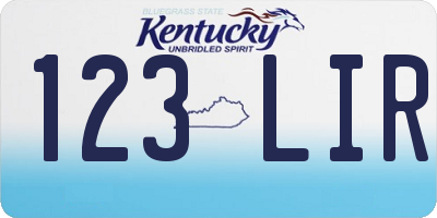 KY license plate 123LIR