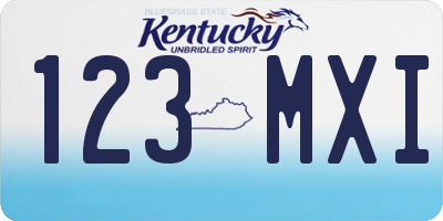 KY license plate 123MXI