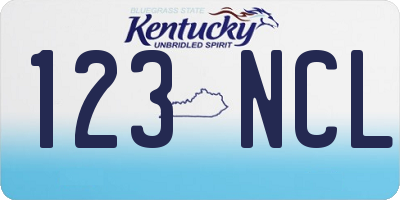 KY license plate 123NCL