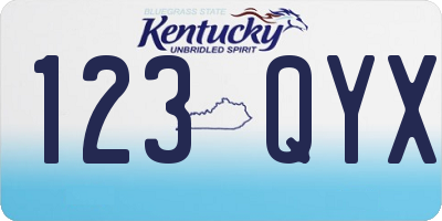 KY license plate 123QYX
