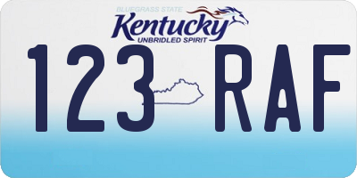 KY license plate 123RAF