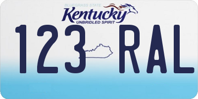 KY license plate 123RAL
