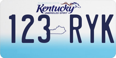 KY license plate 123RYK