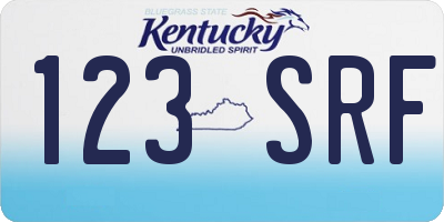 KY license plate 123SRF