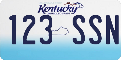 KY license plate 123SSN