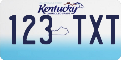 KY license plate 123TXT